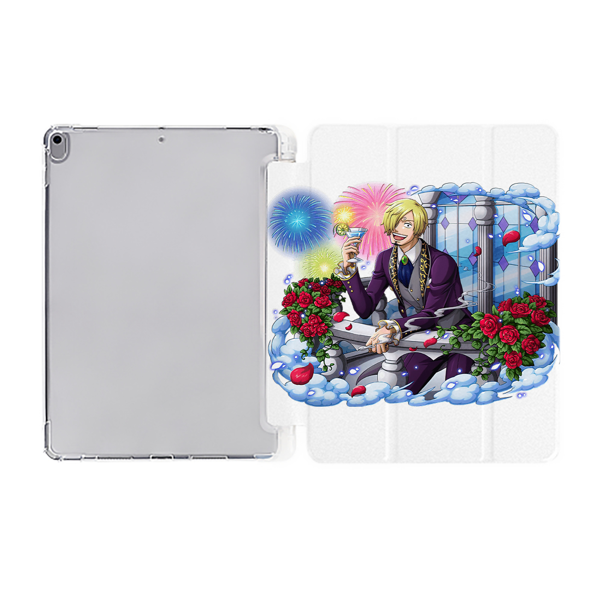 （画像用） ワンピース サンジ ONE PIECE Sanji IPad ケース ペン収納付き 三つ折りスタンド PUレザー×シリコン 対応機種9.5/10.5/10.9インチ
